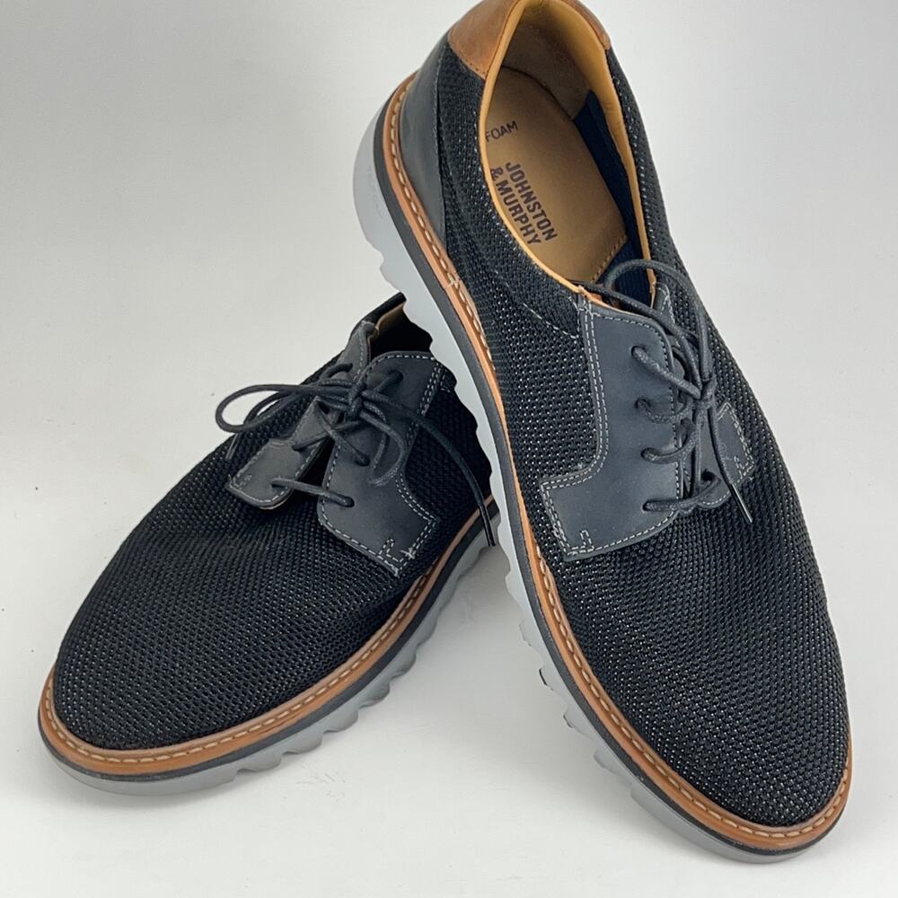 205599 SD50 BRAYDON PLAIN TOE MEN'S SHOES SIZE 10 M NAVY KNIT JOHNSTON & MURPHY
